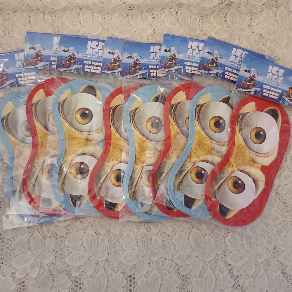 8 Ice Age Eye Mask Blue and Red Scrat Eyes from Continental Drift New in Package
